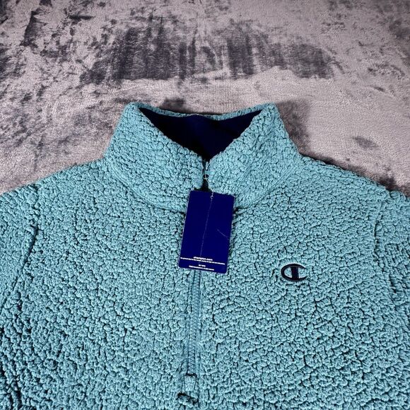 Champion Womens Sz XL Teal Sherpa Fleece Sweatshirt Top 1/4 Zip Athleticwear NWT - Picture 6 of 14